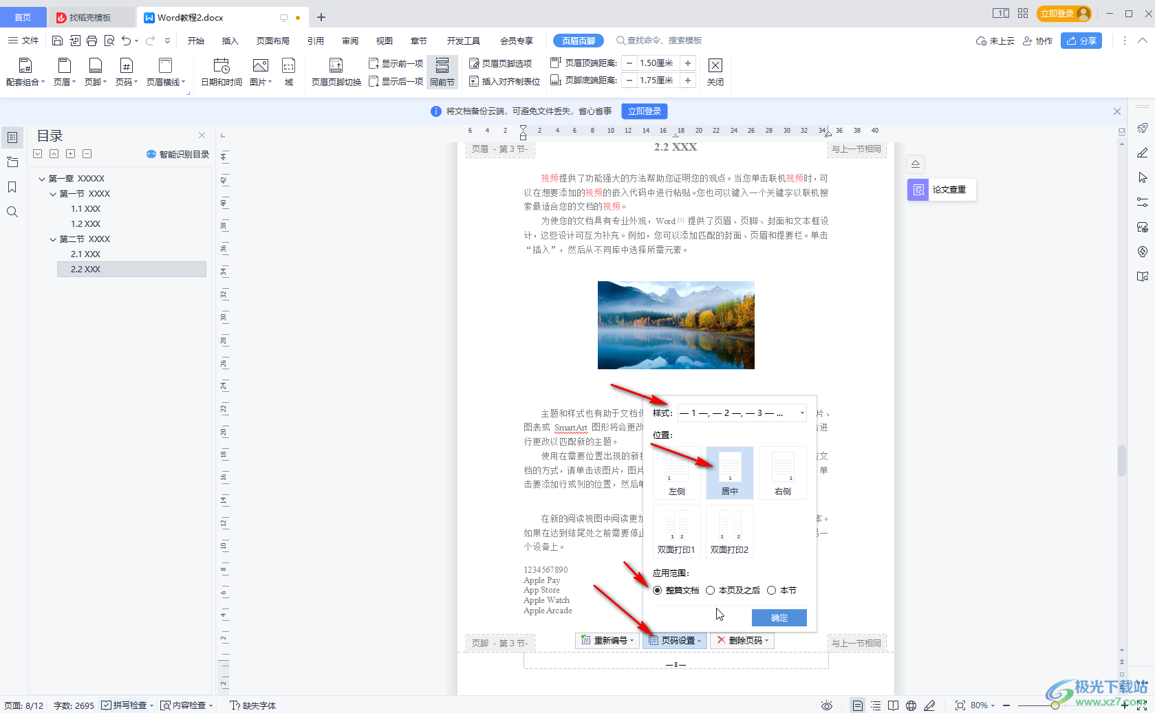 WPS页码高级设置：首页不同/罗马数字